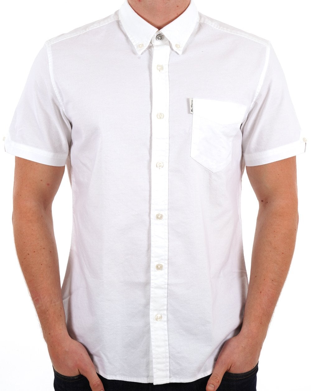 Ben Sherman – Kurzärmliges Oxford-Hemd in Weiß