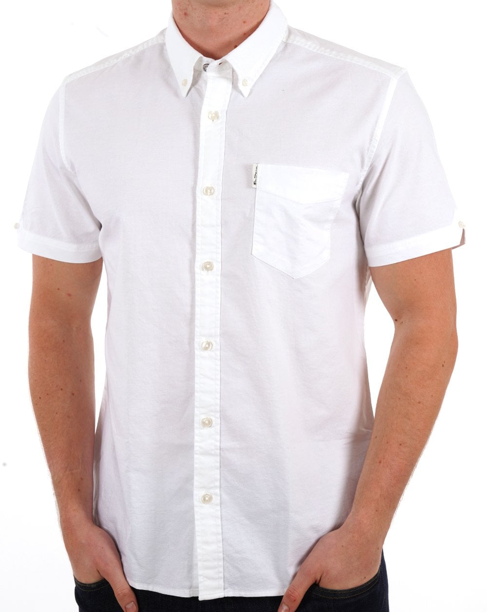 Ben Sherman – Kurzärmliges Oxford-Hemd in Weiß