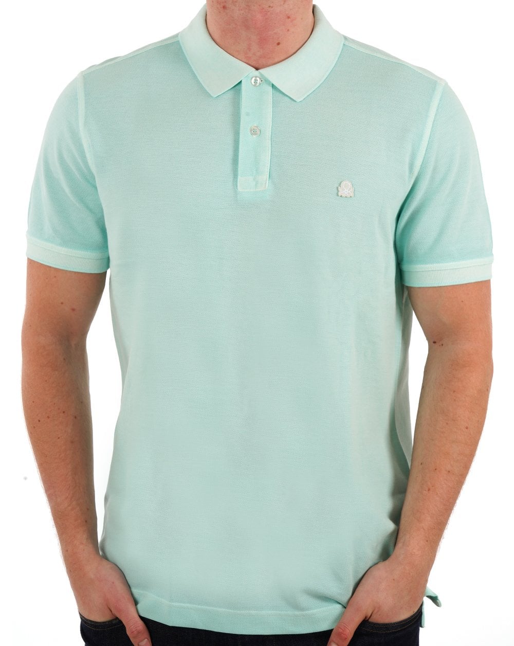 Benetton Logo Polo verwaschenes Grün