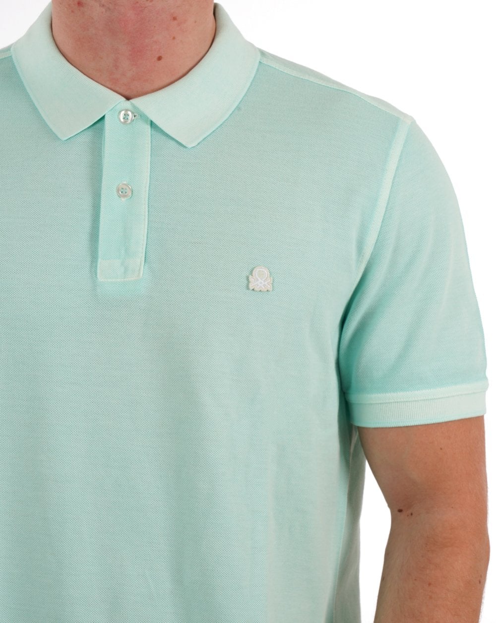Benetton Logo Polo verwaschenes Grün