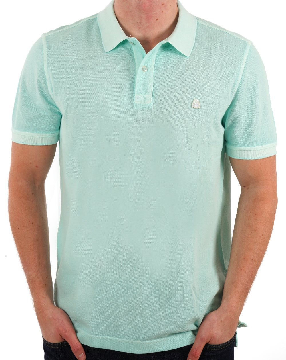 Benetton Logo Polo verwaschenes Grün