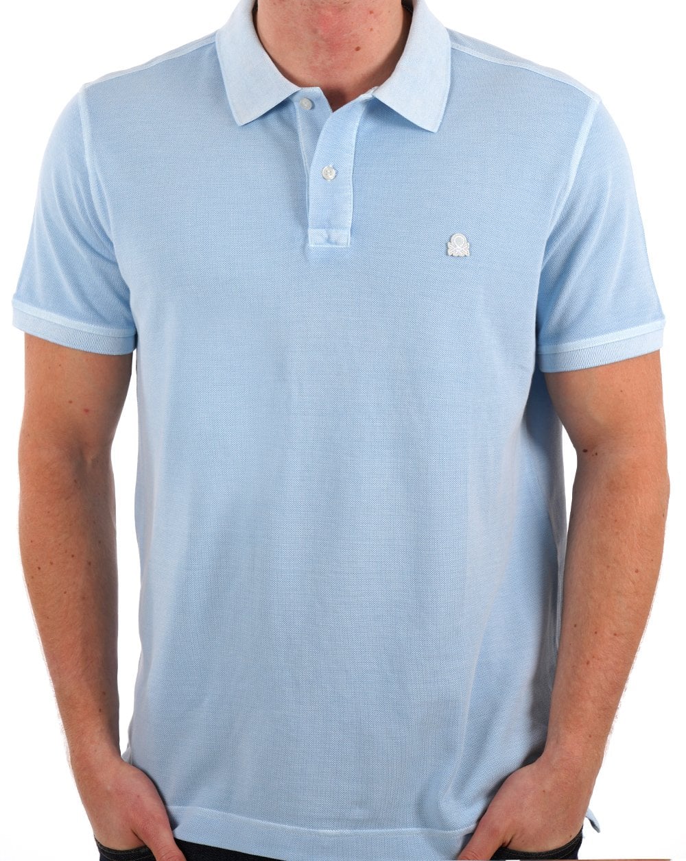 Benetton Logo Polo Verwaschenes Himmelblau