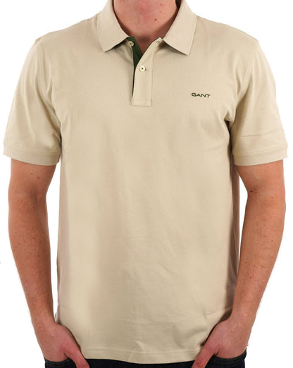 Gant Poloshirt mit Kontrastkragen Seidig Beige