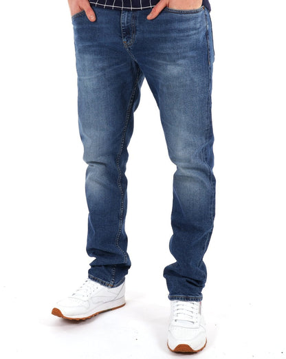 Tommy Jeans Ryan Regular Straight Jeans mit verblasstem Denim-Muster in Dunkelblau