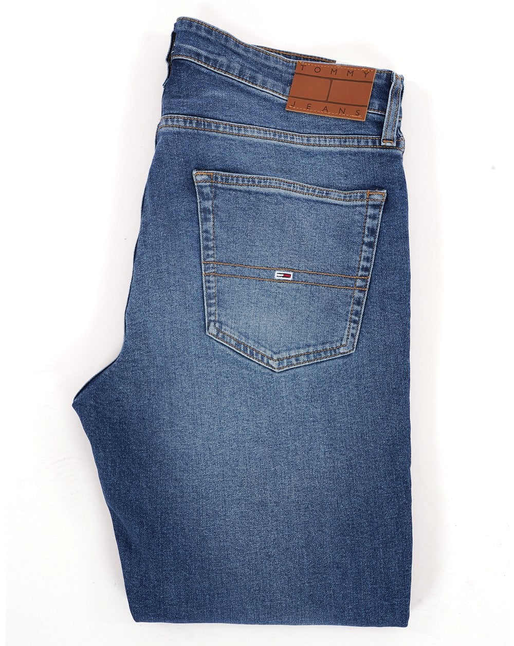 Tommy Jeans Ryan Regular Straight Jeans mit verblasstem Denim-Muster in Dunkelblau