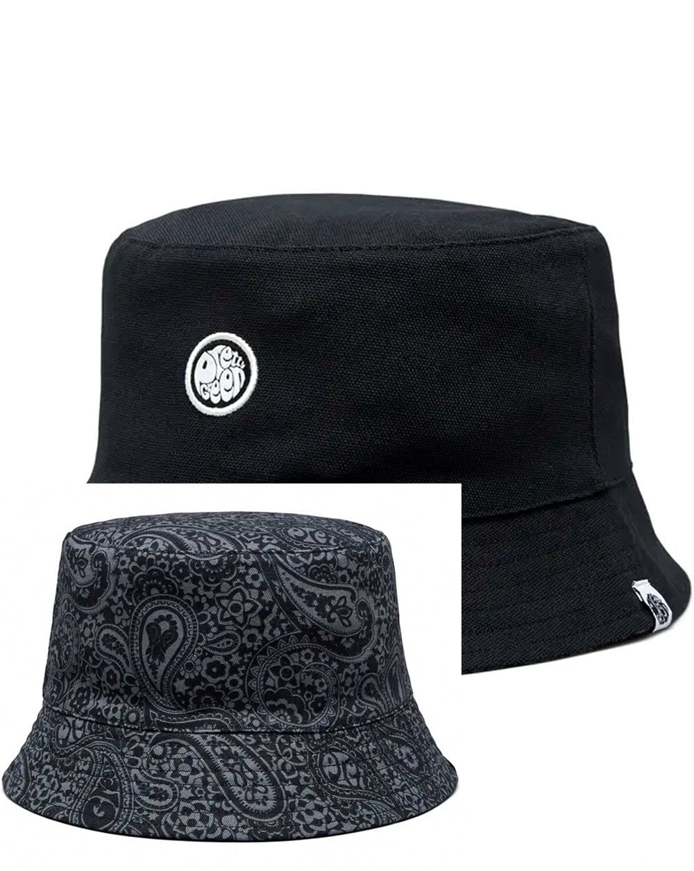 Pretty Green Tonal Paisley Wendbarer Fischerhut Schwarz