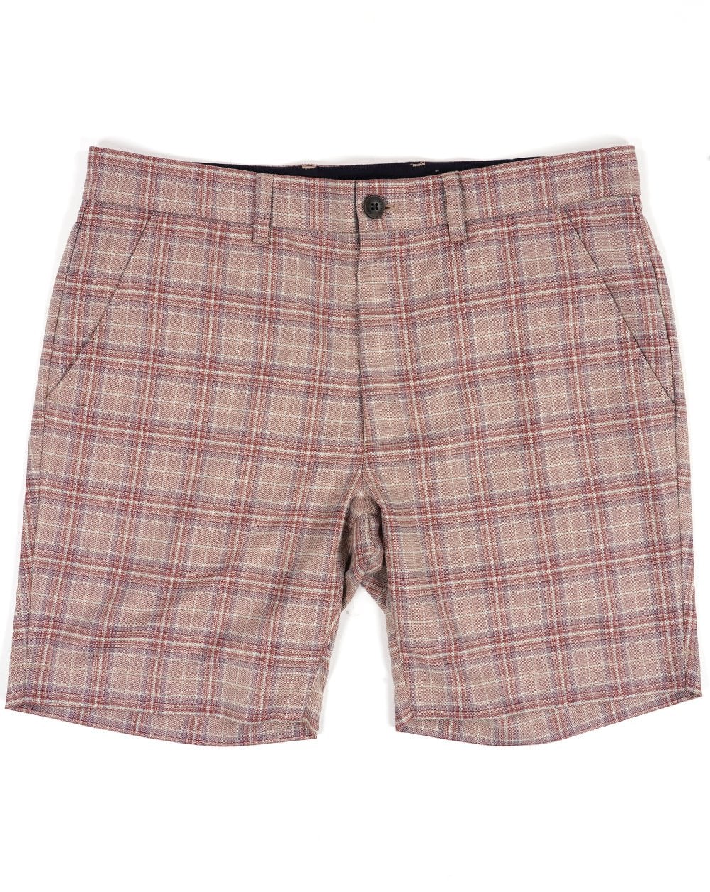 Gabicci Vintage Murphy Check Shorts Walnuss
