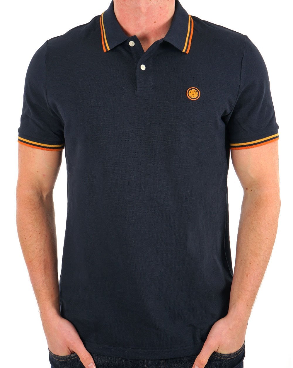 Pretty Green Barton Poloshirt Marineblau/Orange