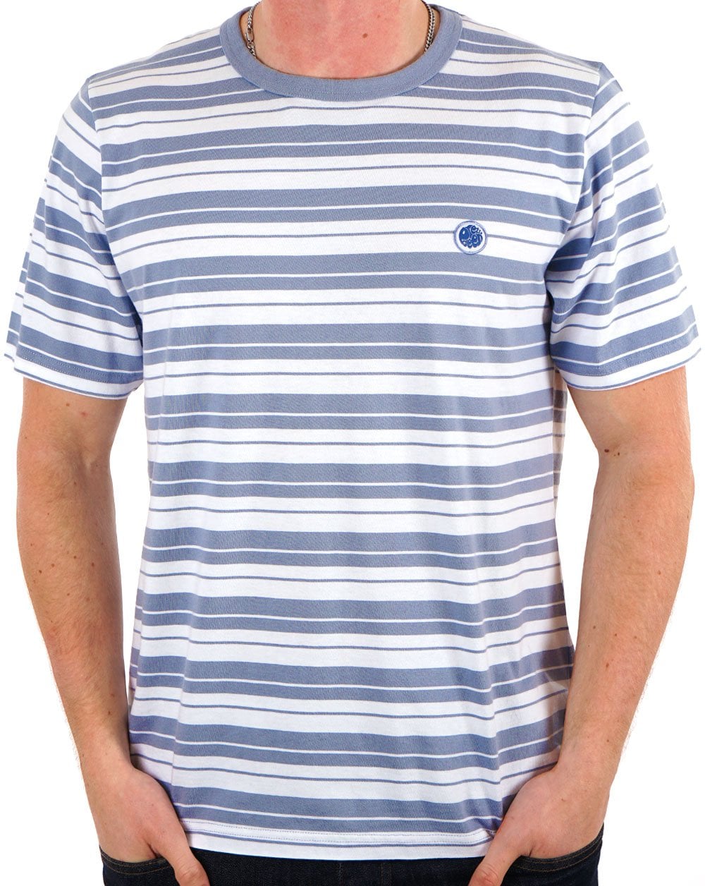 Pretty Green Capella Streifen T-Shirt Blau