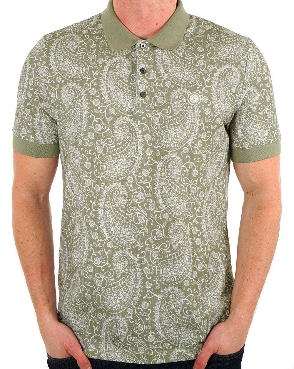 Pretty Green Bay Paisley Polo Grün