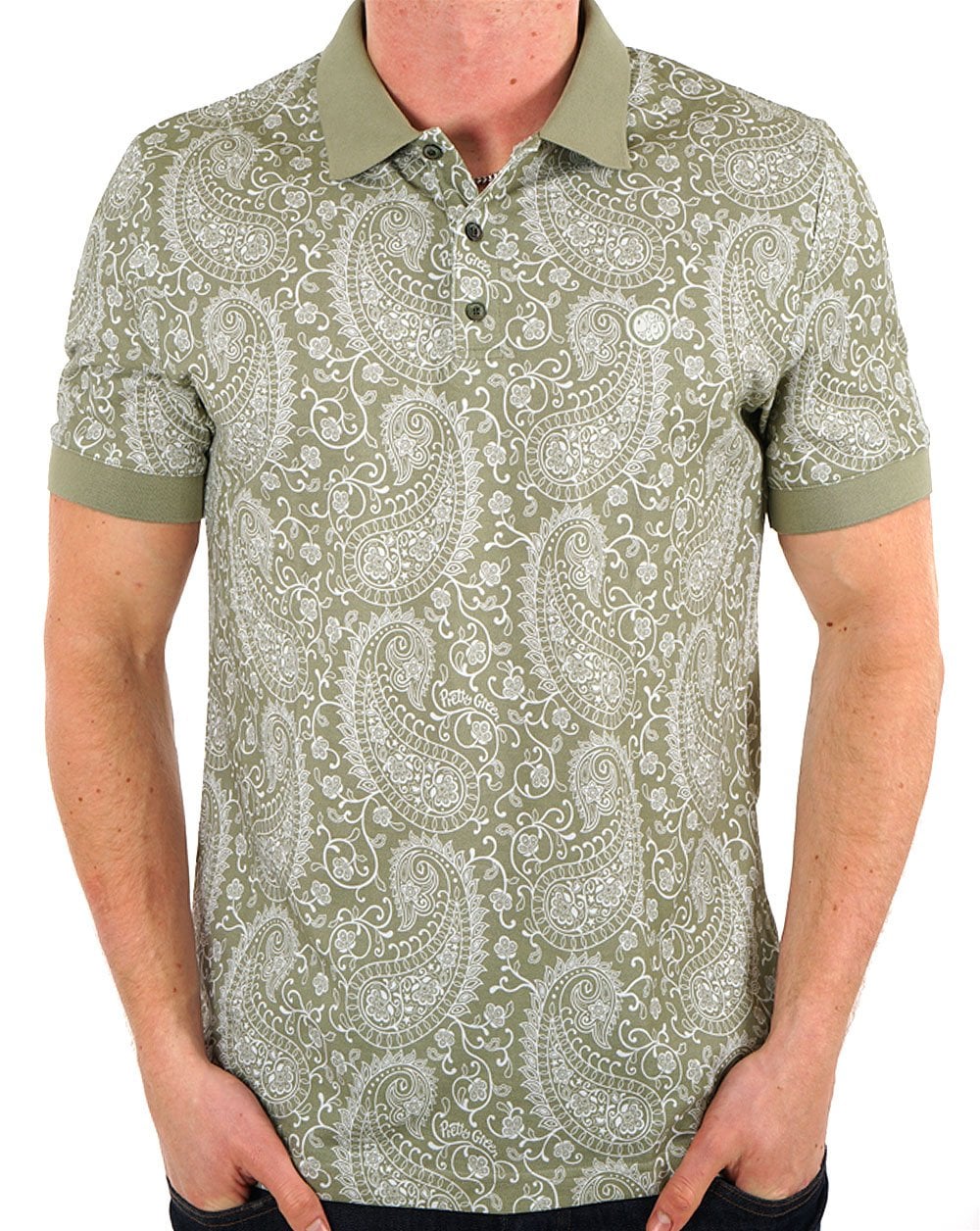 Pretty Green Bay Paisley Polo Green