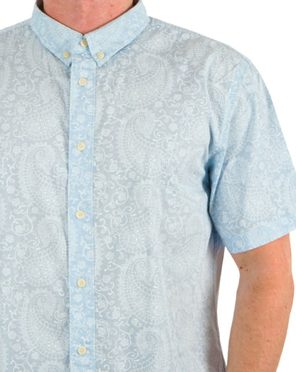 Pretty Green Bay Paisley Kurzarmhemd Blau