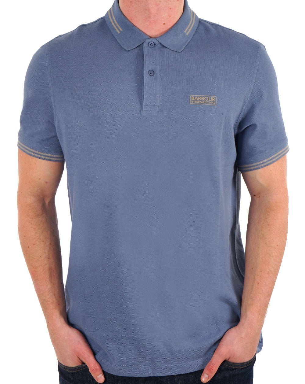 Barbour International – Essential Poloshirt mit Streifen in Flintblau
