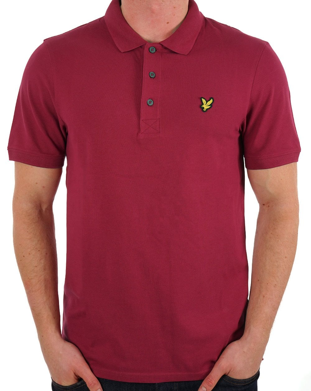 Lyle &amp; Scott – Einfarbiges Poloshirt in sattem Burgunderrot
