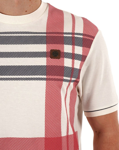 T-Shirt Trojan mit Karomuster im Panel-Design Ecru