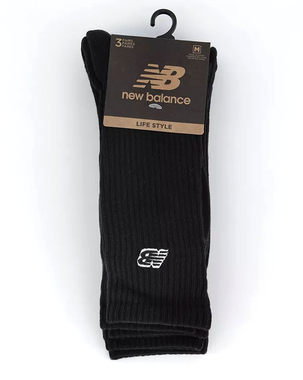 New Balance – Socken mit Logo-Patch, 3er-Pack, Schwarz