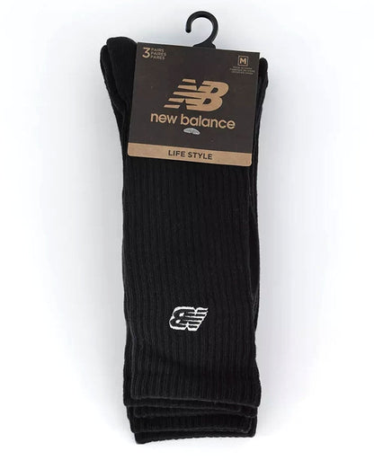 New Balance – Socken mit Logo-Patch, 3er-Pack, Schwarz
