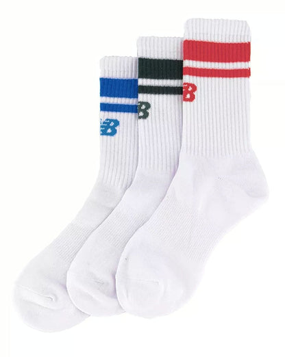 New Balance – Gestreifte Wadensocken im 3er-Pack, Weiß