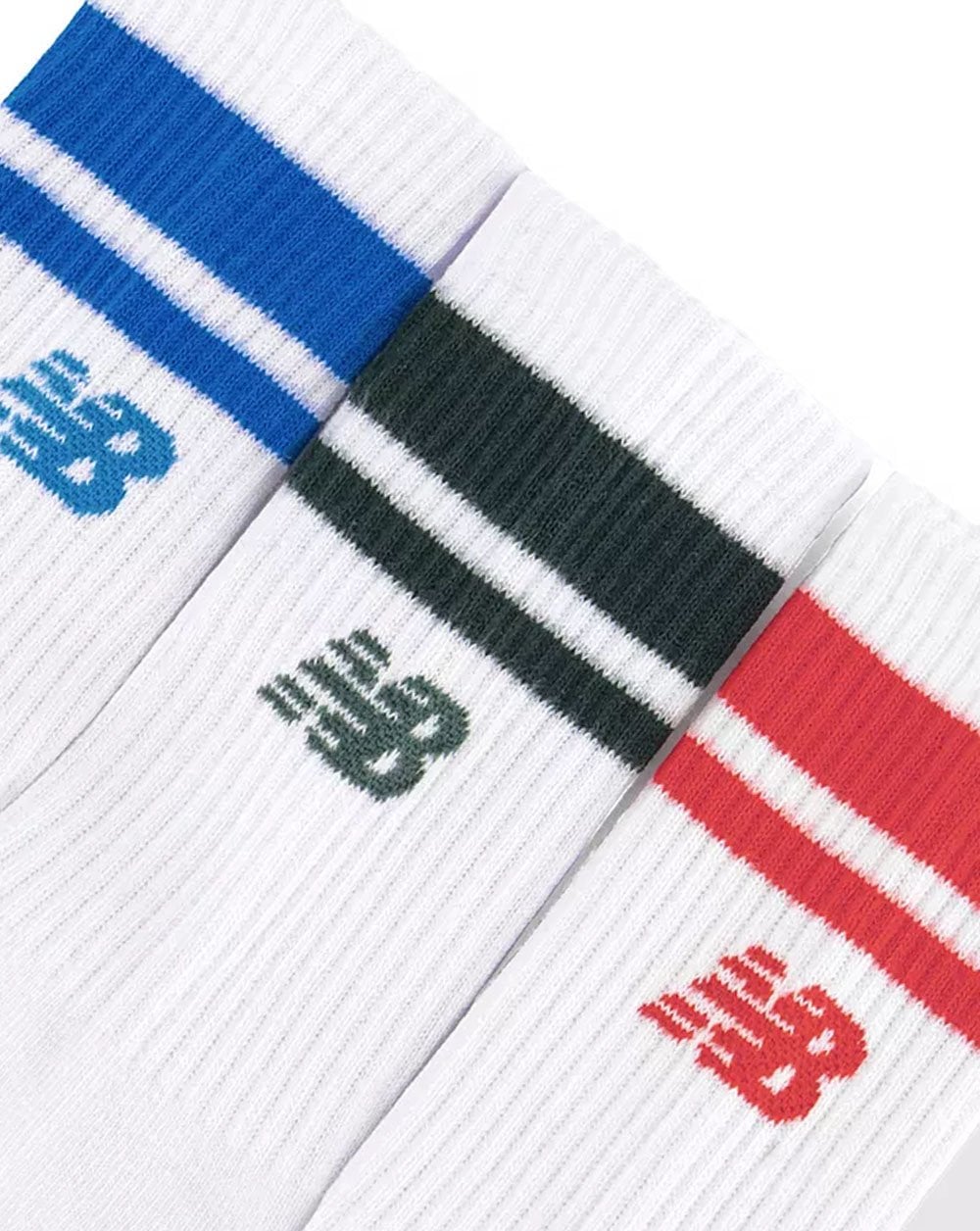New Balance – Gestreifte Wadensocken im 3er-Pack, Weiß