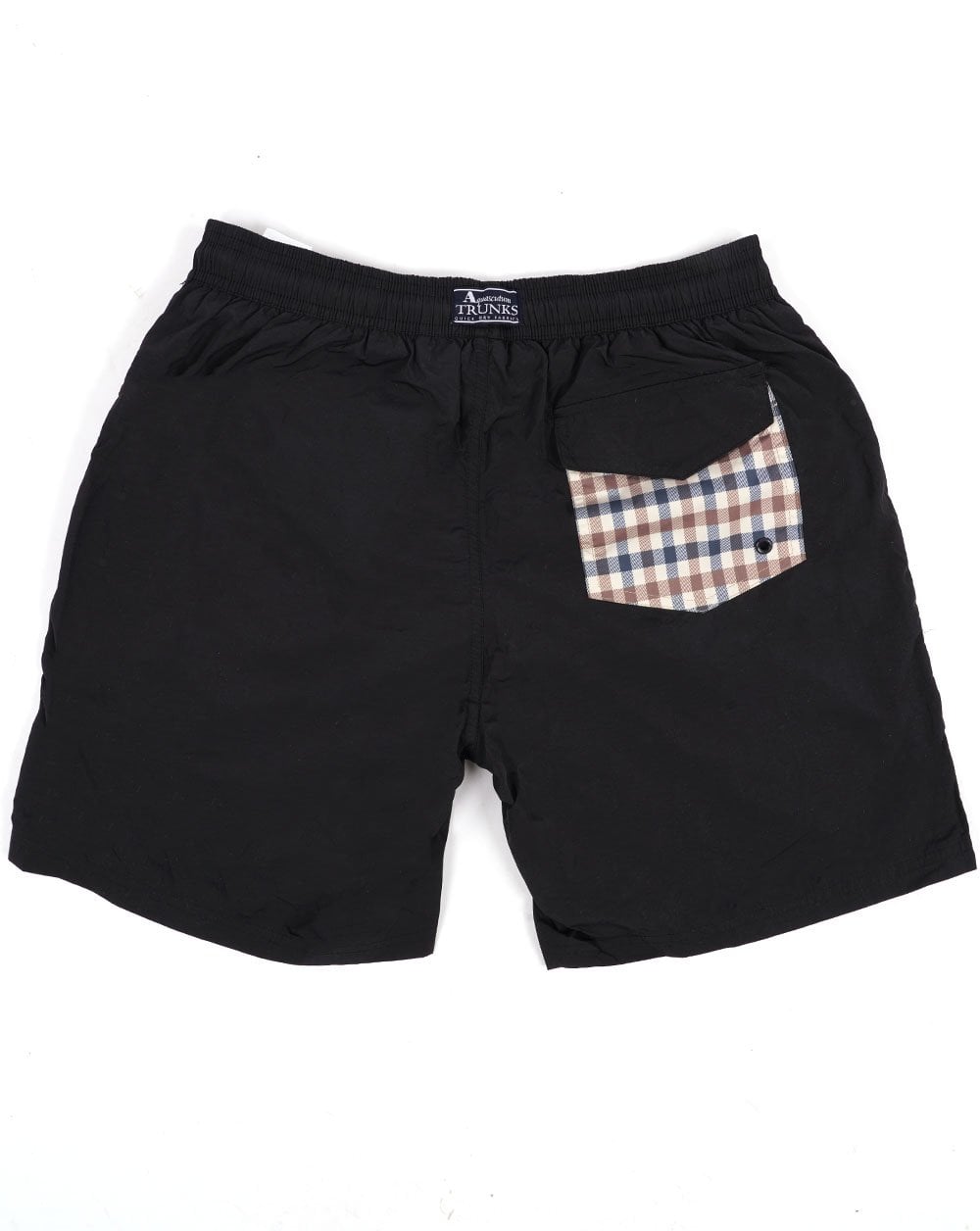 Aquascutum – Karierte Badeshorts mit Taschen in Schwarz