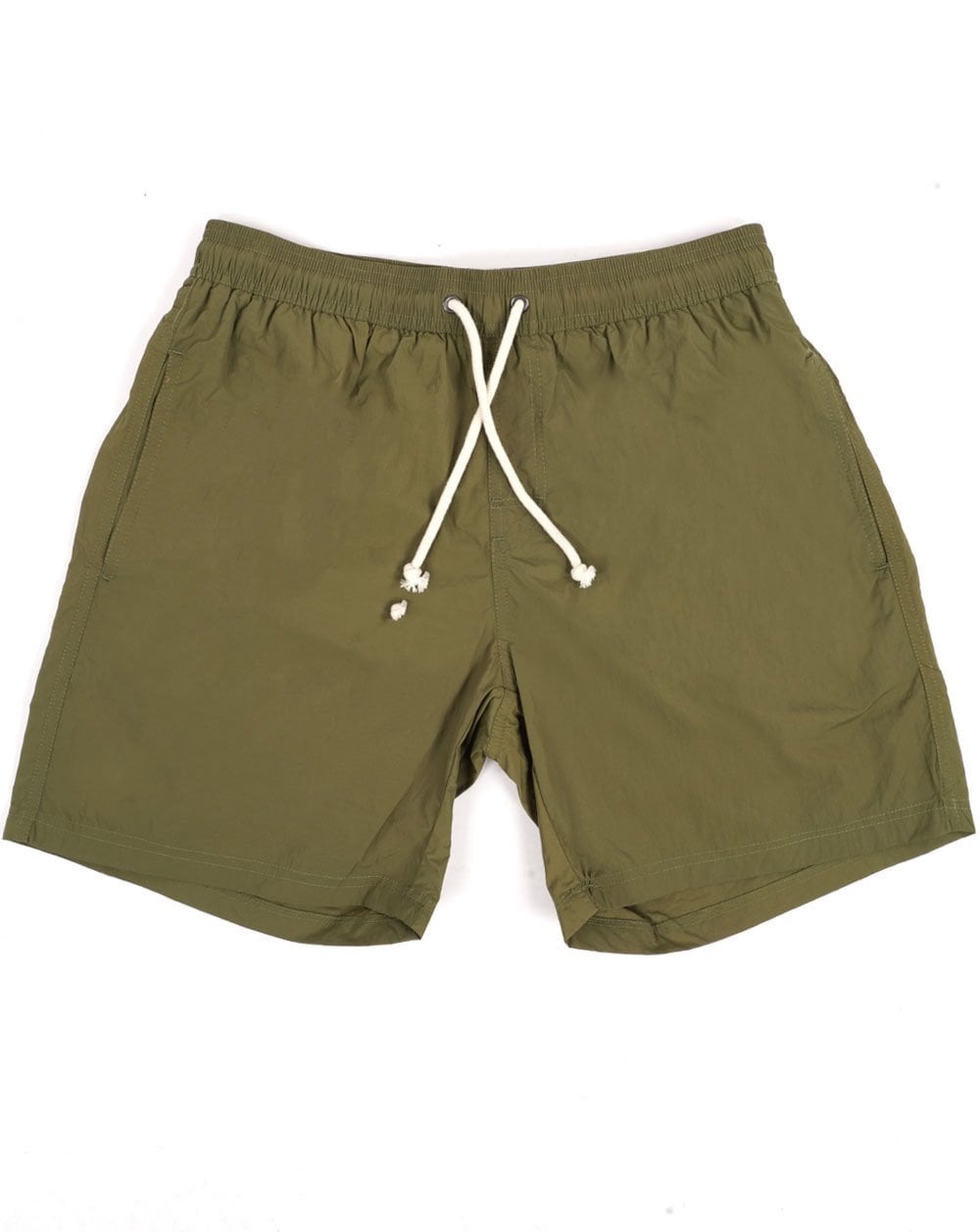 Aquascutum – Karierte Badeshorts mit Taschen in Armeegrün