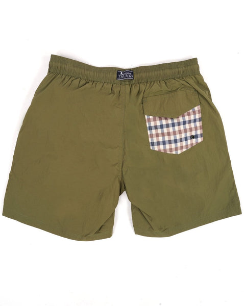 Aquascutum Check Pocket Swim Shorts Army Green