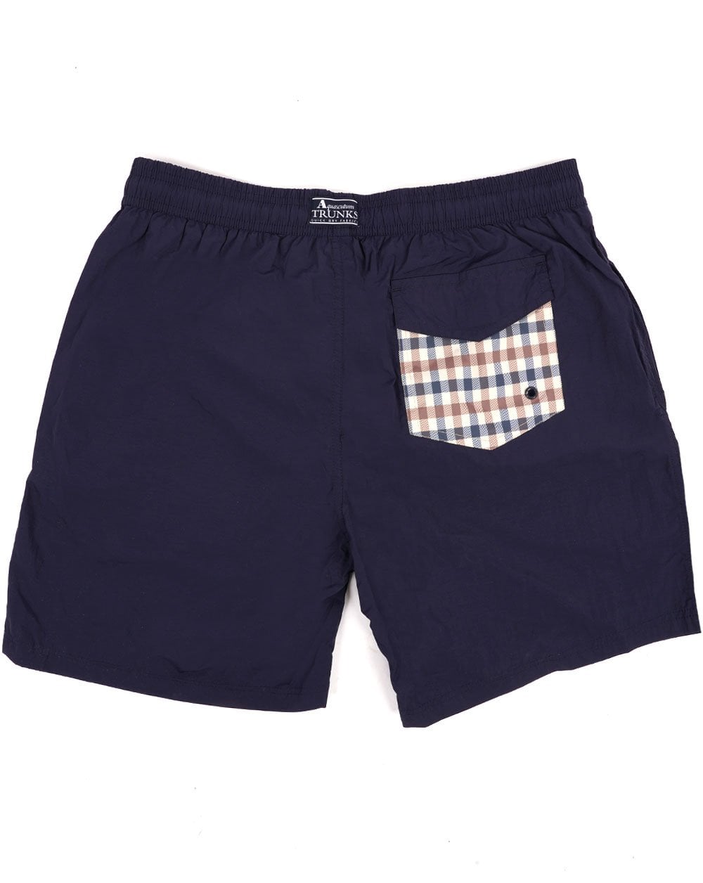 Aquascutum – Karierte Badeshorts mit Taschen in Marineblau