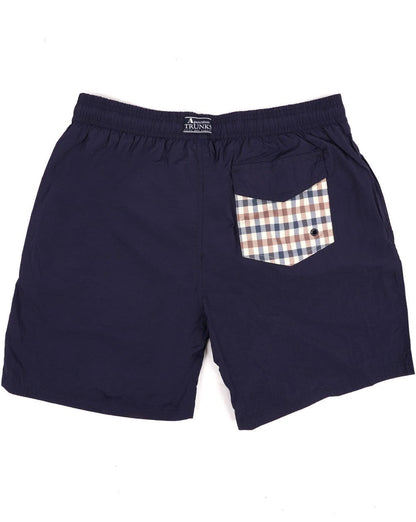 Aquascutum – Karierte Badeshorts mit Taschen in Marineblau