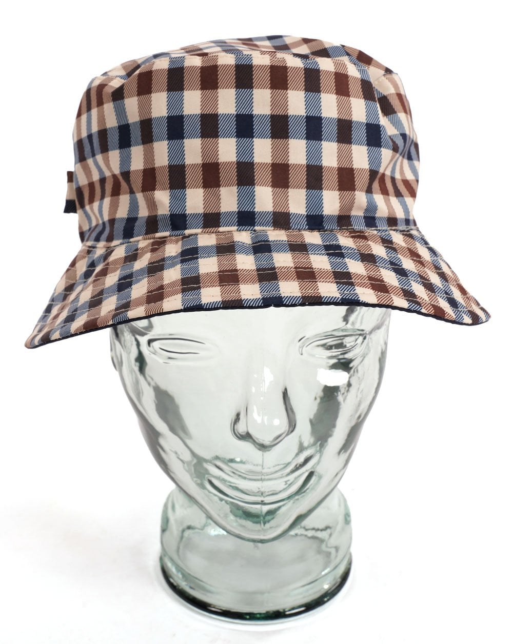 Aquascutum Wendbarer Fischerhut Marineblau/Karo