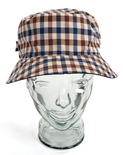 Aquascutum Wendbarer Fischerhut Marineblau/Karo