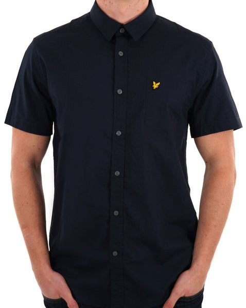 Lyle & Scott Plain Poplin Short Sleeve Shirt Dark Navy