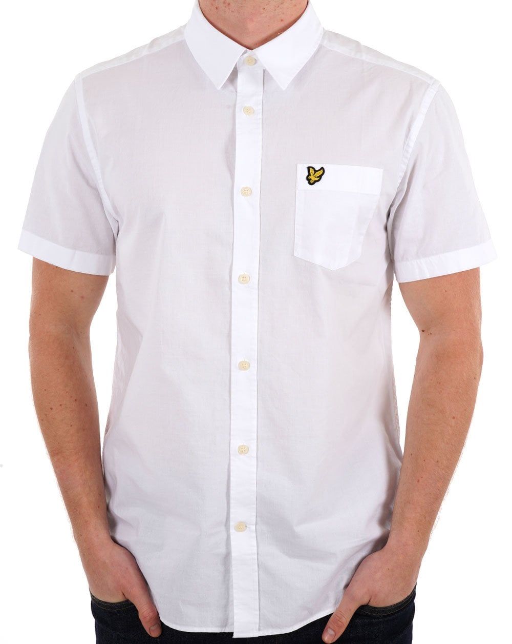 Lyle &amp; Scott Plain Popeline Kurzarmhemd Weiß