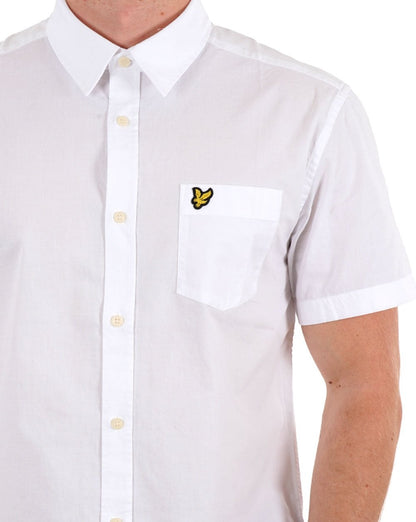 Lyle &amp; Scott Plain Popeline Kurzarmhemd Weiß