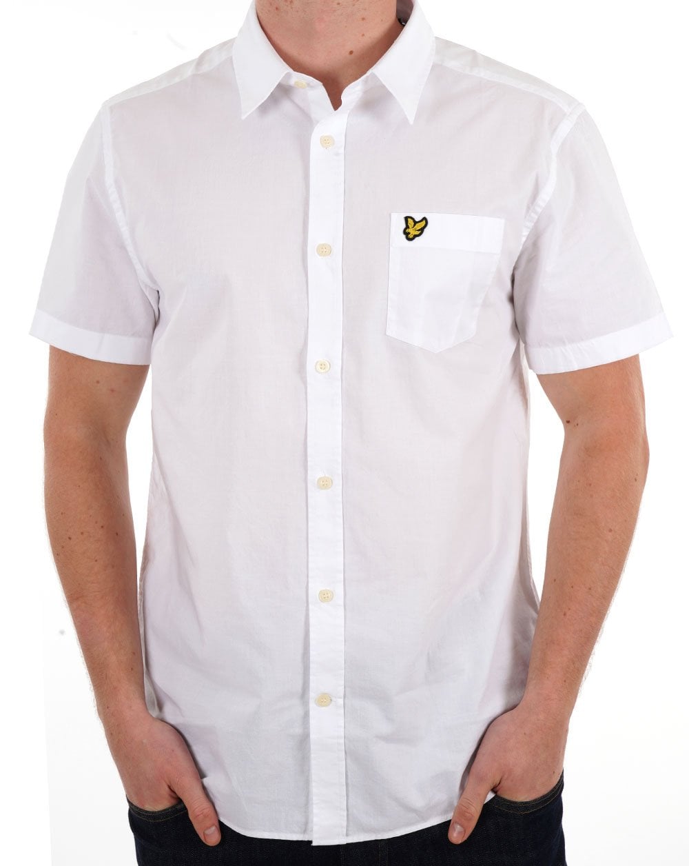 Lyle &amp; Scott Plain Popeline Kurzarmhemd Weiß