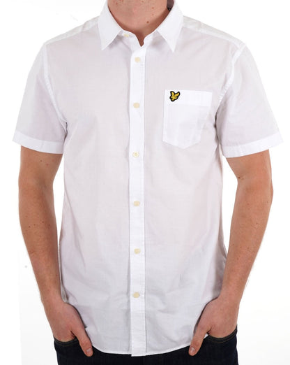 Lyle &amp; Scott Plain Popeline Kurzarmhemd Weiß