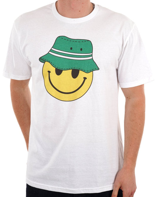 80er Casual Classics Smiley Casual T Shirt Weiß/Grün