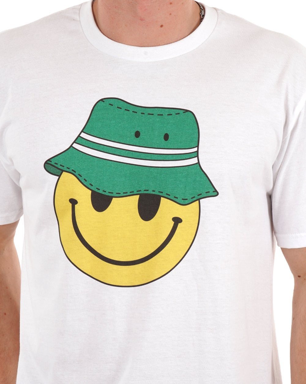 80er Casual Classics Smiley Casual T Shirt Weiß/Grün