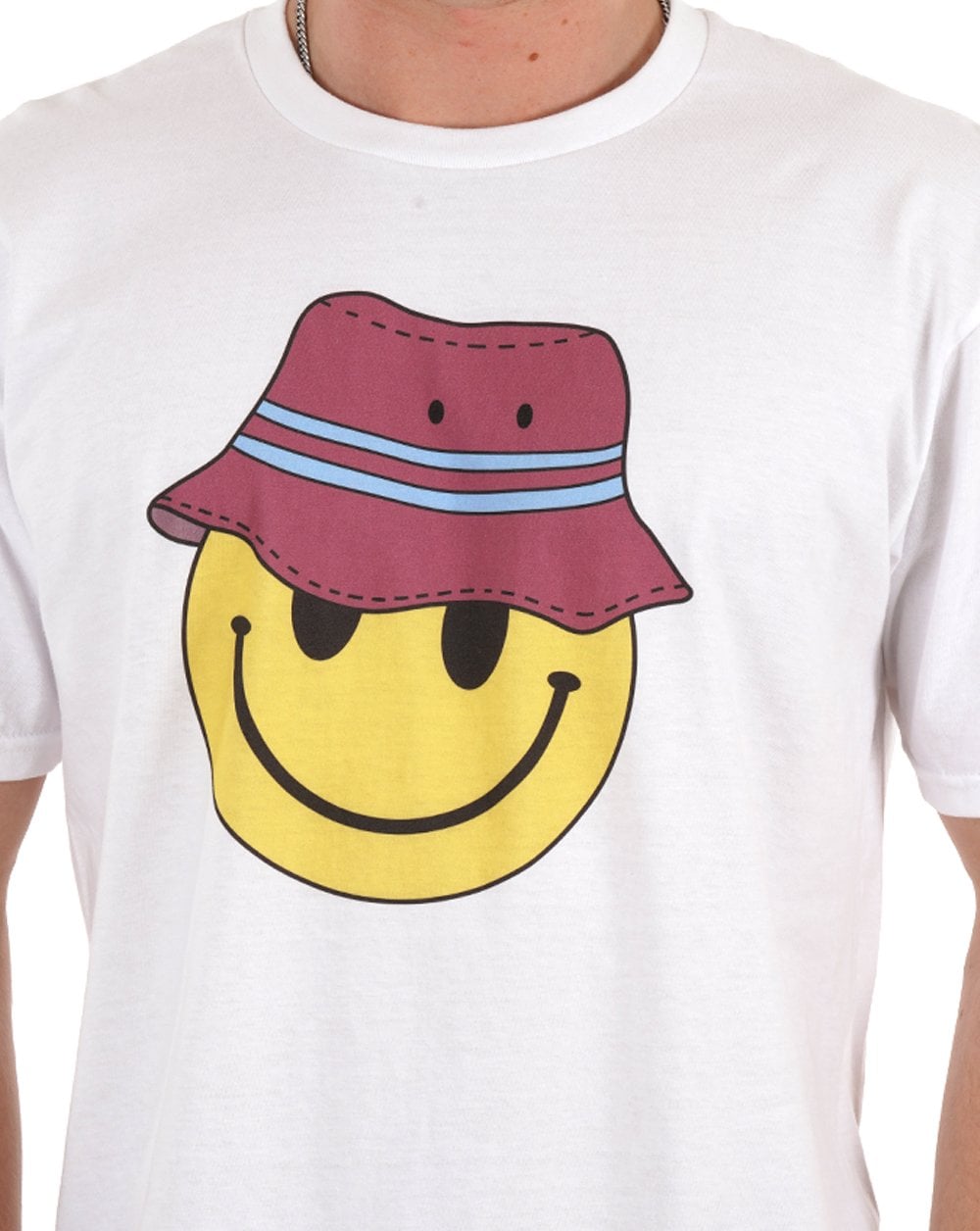 80er Casual Classics Smiley Casual T-Shirt Weiß/Claret/Blau