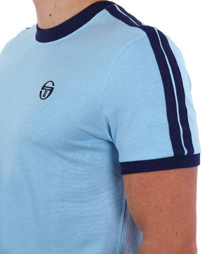 Sergio Tacchini Retro T-Shirt Himmelblau/Marineblau