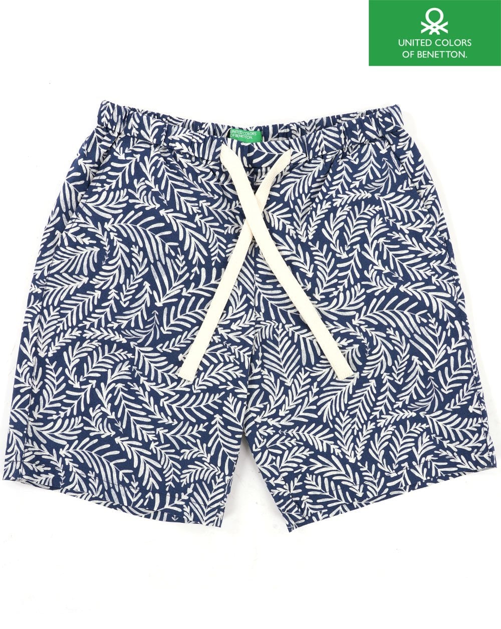 Benetton Gemusterte Bermudashorts Marineblau/Weiß