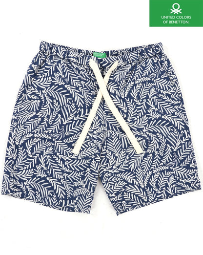 Benetton Gemusterte Bermudashorts Marineblau/Weiß