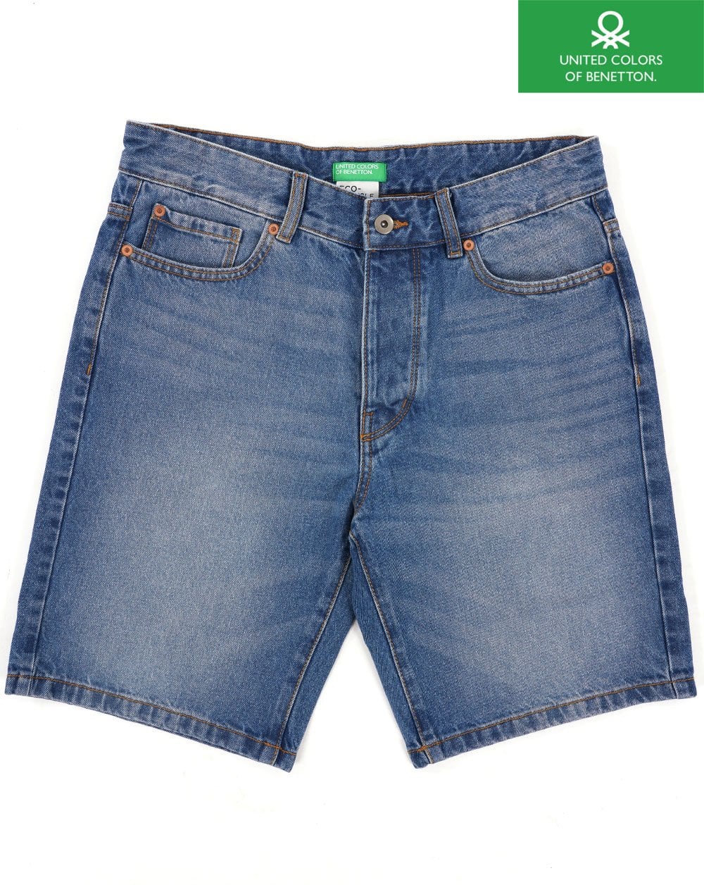 Benetton Denim Bermuda Short Helles Denimblau