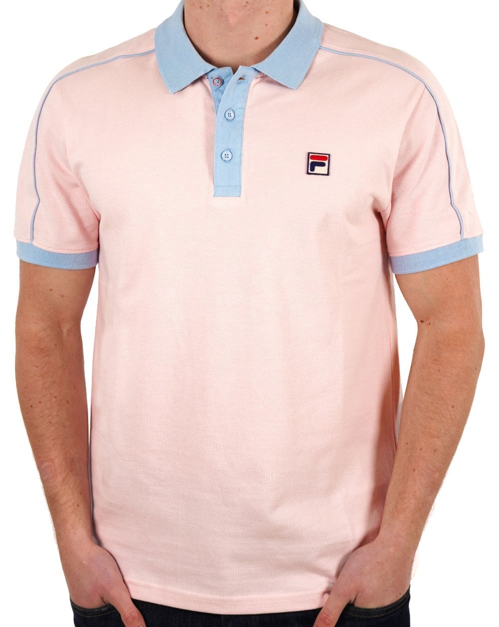Fila Vintage Retro Piping Poloshirt Pink/Himmelblau