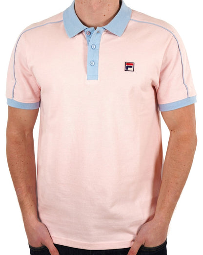 Fila Vintage Retro Piping Poloshirt Pink/Himmelblau