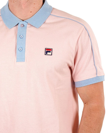 Fila Vintage Retro Piping Poloshirt Pink/Himmelblau
