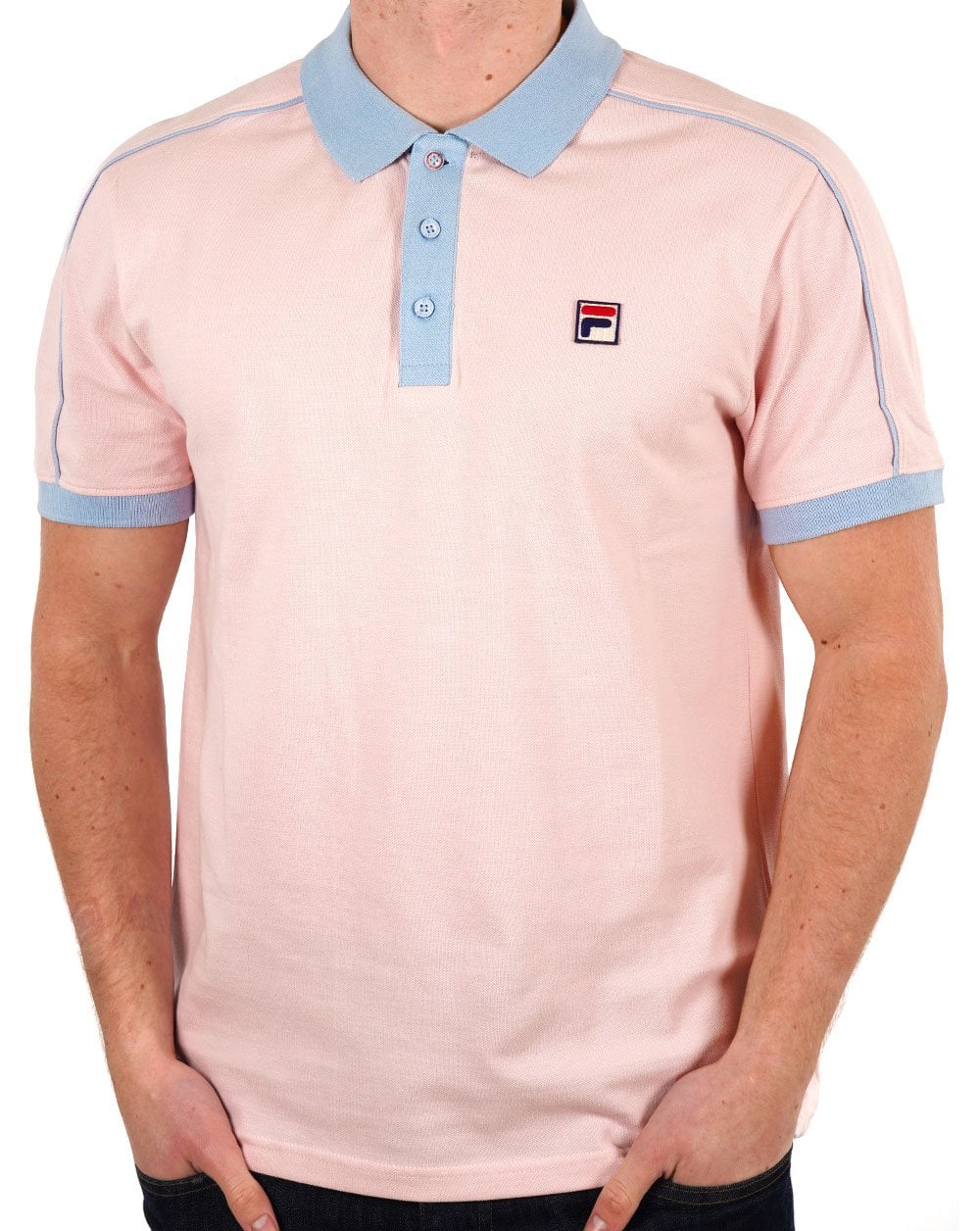 Fila Vintage Retro Piping Poloshirt Pink/Himmelblau