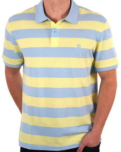 Benetton Gestreiftes Poloshirt Gelb/Himmelblau