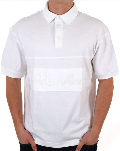 Benetton Patch Rugby SS Poloshirt Weiß