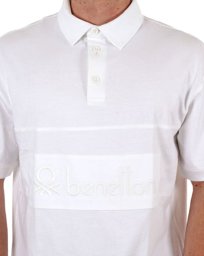 Benetton Patch Rugby SS Poloshirt Weiß