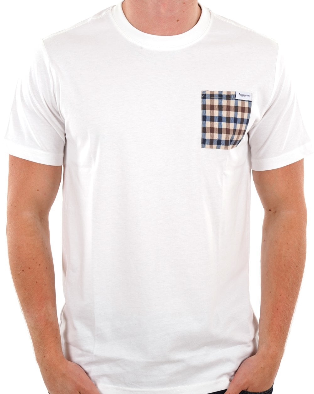 Aquascutum Club Check Pocket T-Shirt Weiß
